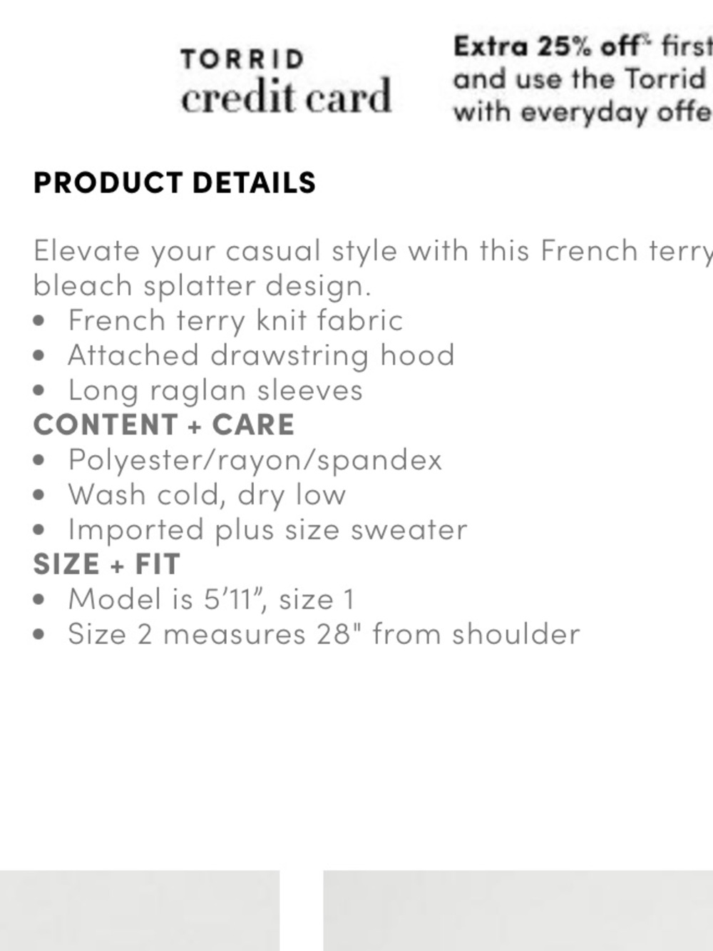 Torrid Black Splatter Hoodie tye dye NWT - Picture 9 of 10